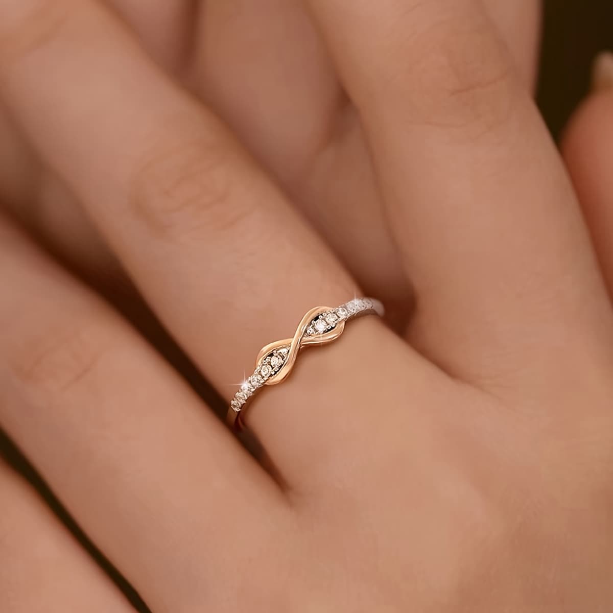 TEMU 1pc Set Of Simple And Cute 8-shaped Ring With Color Separation, Suitable For Women, S925 Pure Silvery Wedding Ring, Exquisite Women's Jewelry Gift (silvery Weight 6)