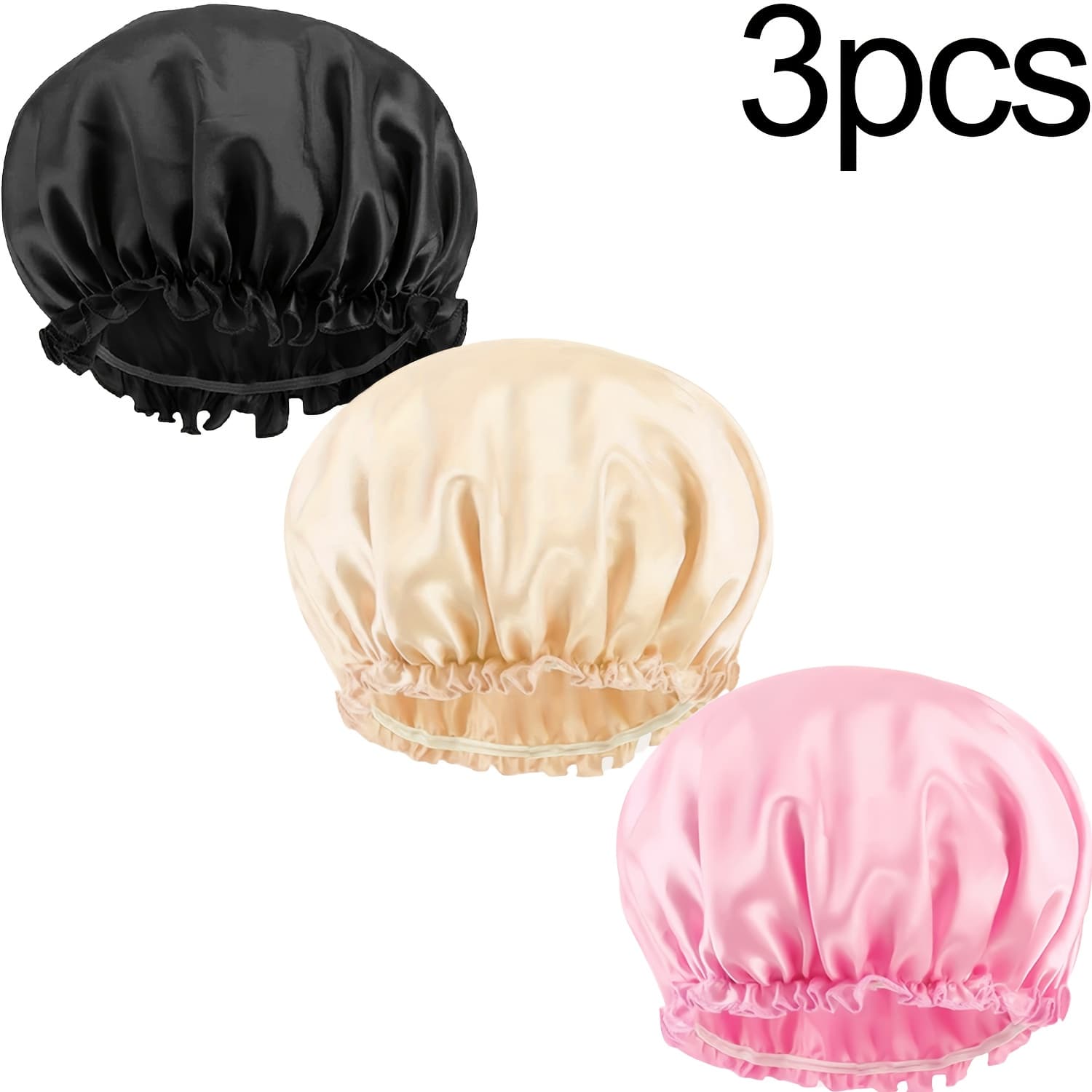 TEMU 3pcs Fashionable Women's Elastic Sleeping Caps. Lightweight And , Great For Bedrooms, Autumn New