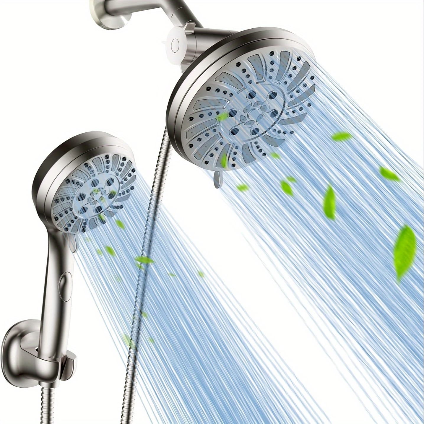 TEMU Shower Heads With Handheld Spray -setting Showerhead With Handheld And 5-setting Spray, High Pressure Sprayer With 70" Stainless Long Hose, Brushed For Shower Use Only