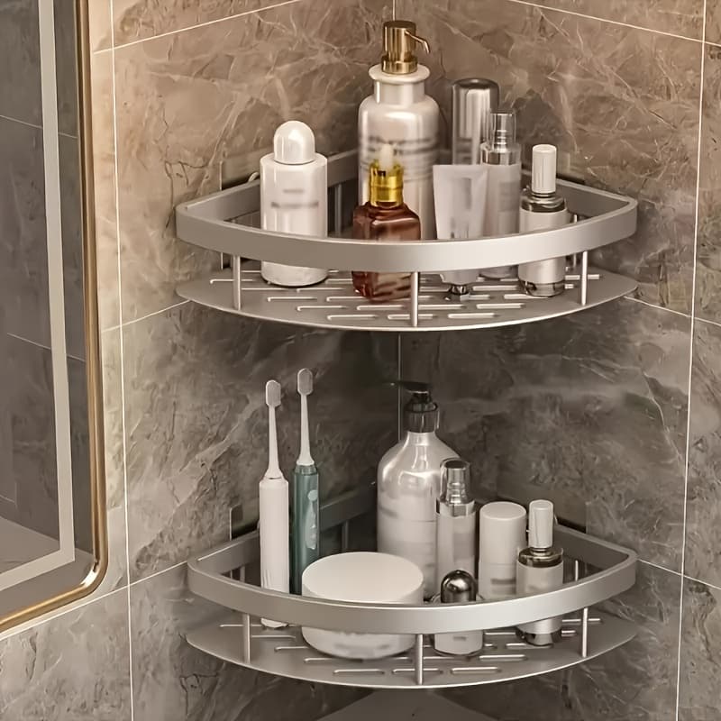 TEMU 2pcs Wall-mounted Caddy, Large Capacity, No-drill Installation. Suitable As A Floating Shelf For Bathrooms And Kitchens, Space-saving And . Used For Storing Toiletries, Cosmetics, And . Shelf