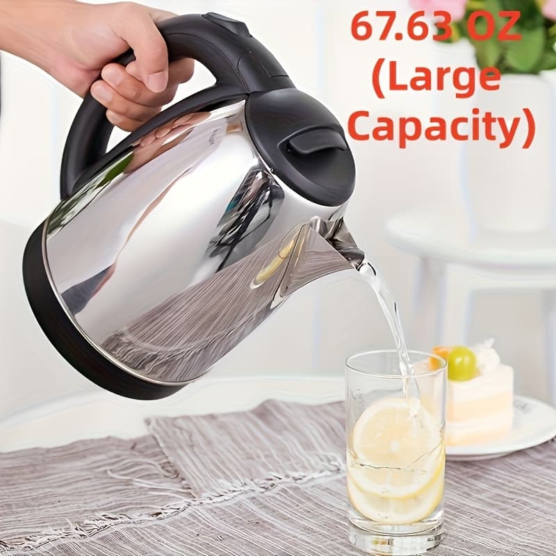 TEMU Stainless Steel Electric Kettle With Automatic Shut-off, Led Indicator Light, Bpa-free Design, Fast Boiling For Coffee And Tea, Back-to-school Gift, New Year Gift (2-liter Large Capacity)