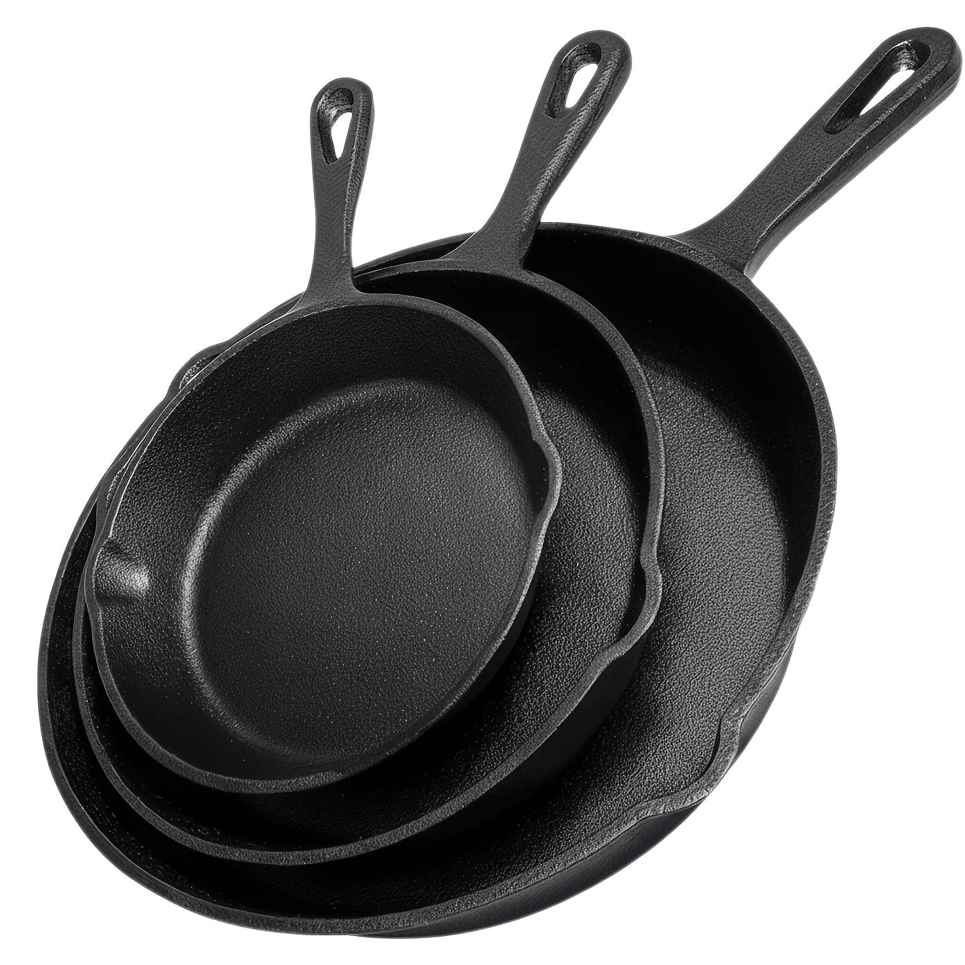 TEMU Cast Iron 3pcs Set, Heavy-duty Pre- Cookware For Superior Heat , Multi-functional With Ergonomic Handles, 6 Inch 8 Inch 10 Inch Frying Pans For Indoor And Outdoor Cooking