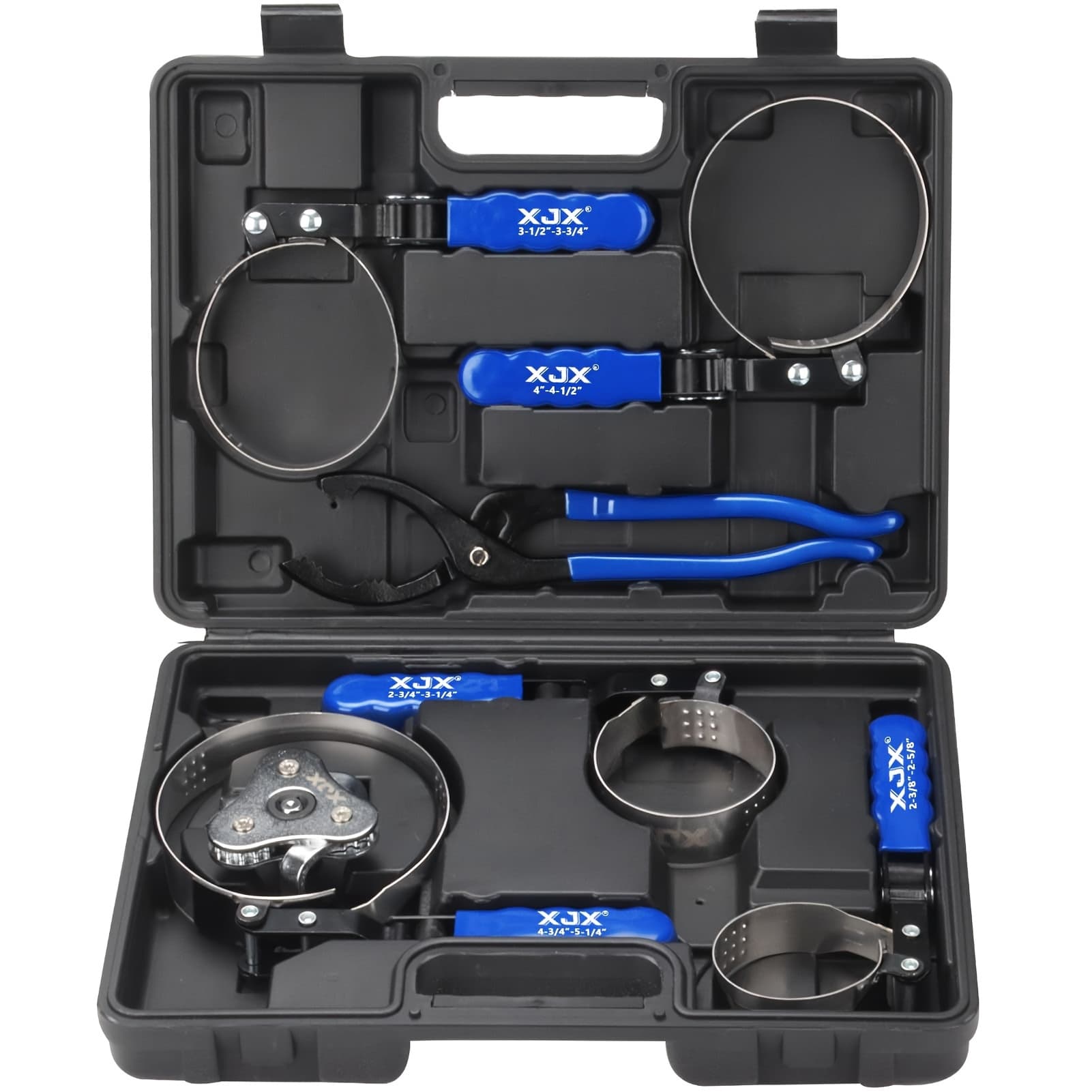 TEMU 7pcs Filter Swivel Wrench, 2-3/8" To 5-1/4"(60-133mm) Oil Filter Removal Tool 12" Adjustable Oil Filter Pliers With 1/2" To 3/8" Adapter In Storage Case