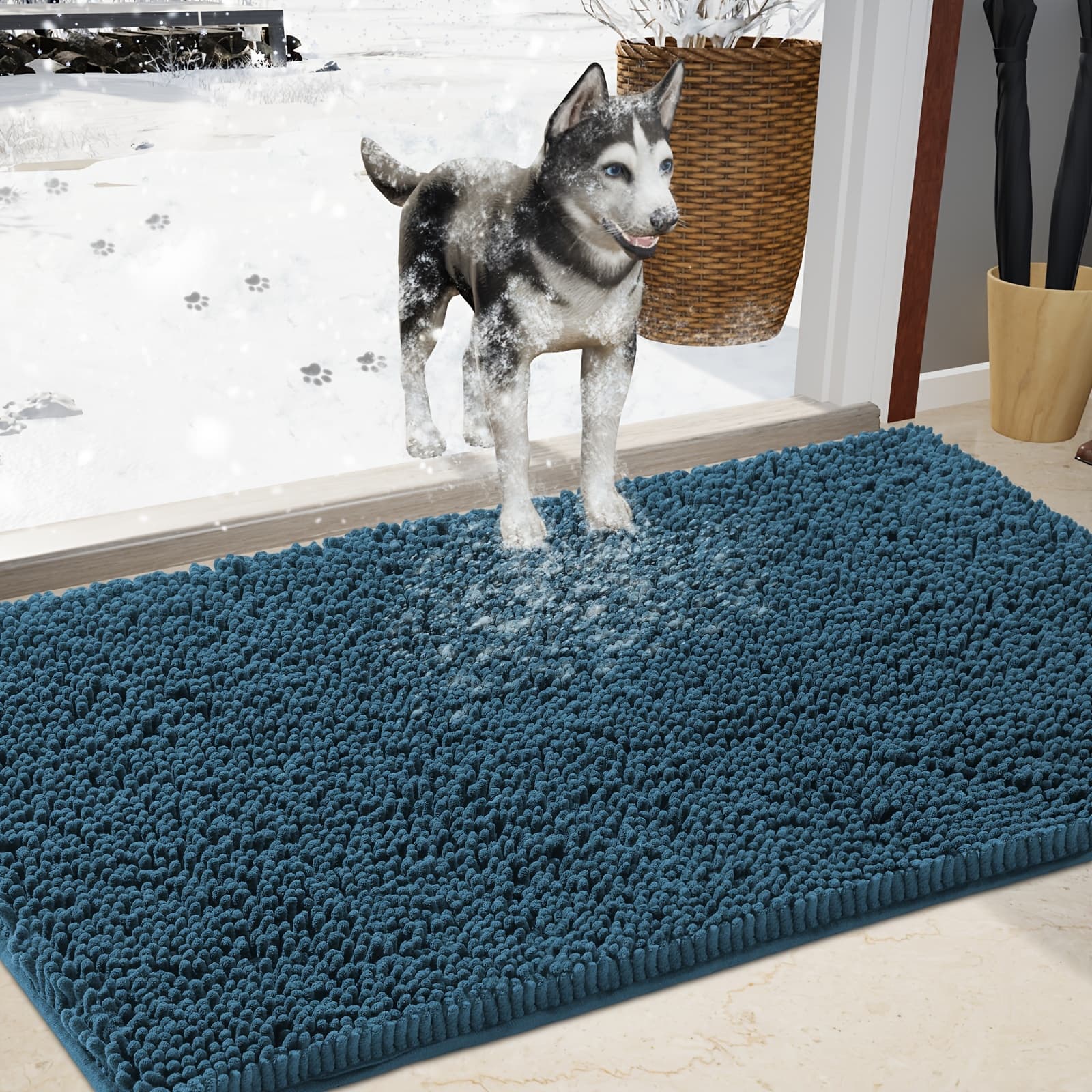 TEMU Chenille Absorbent Outdoor Doormat, Washable Muddy Door Mats For Pets, Non Slip Dog Mat Pet Mat Indoor Doormat For , Front Inside Door Mat For Entryway Machine Washable For Dog Mud Entryway Mat