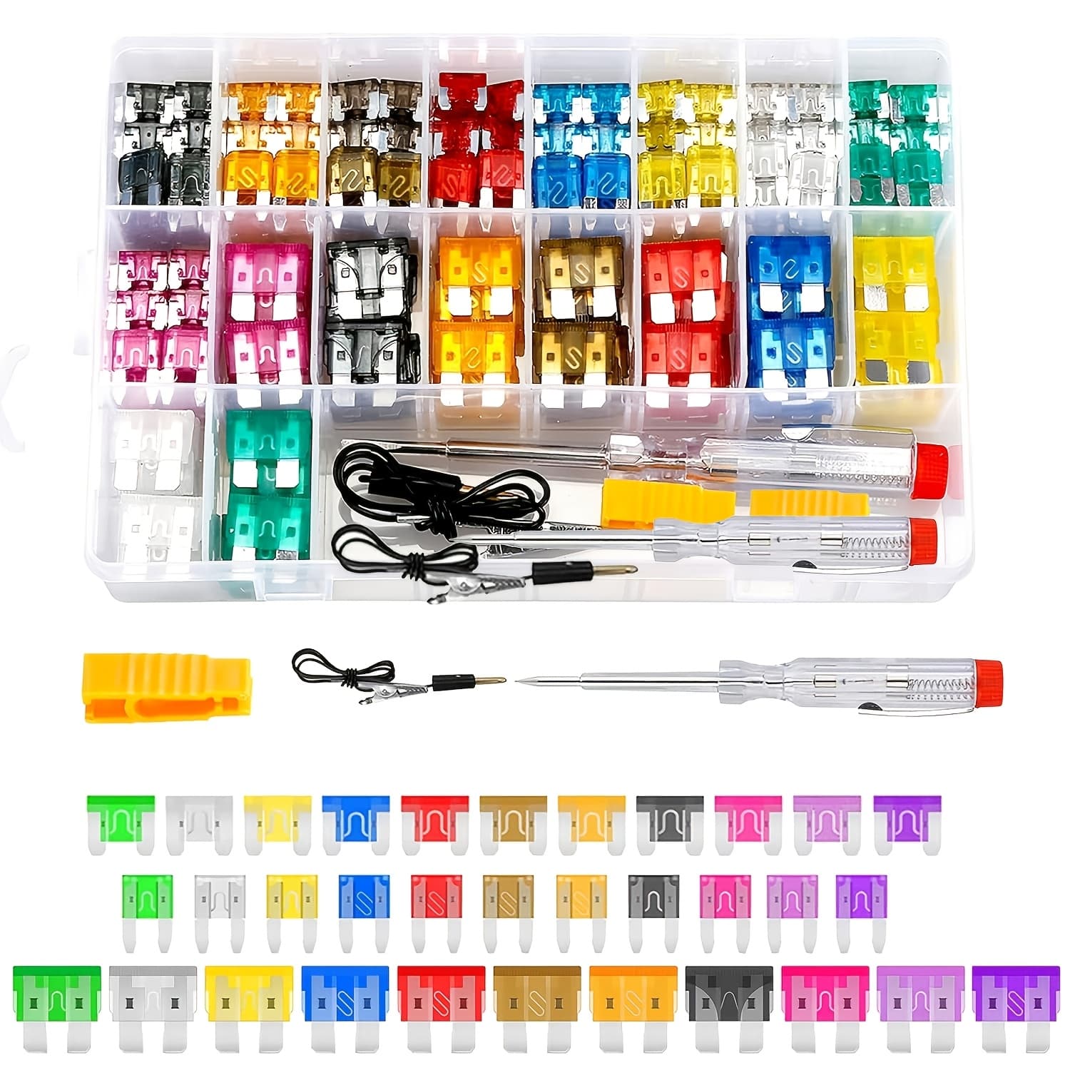 TEMU 320pcs Car Fuses Assortment Kit With Fuse Puller And Tester, Standard & Mini & Low Profile Mini Fuse (2a 3a 5a 7.5a 10a 15a 20a 25a 30a 35a 40a), Auto Replacement Accessories (320pcs)