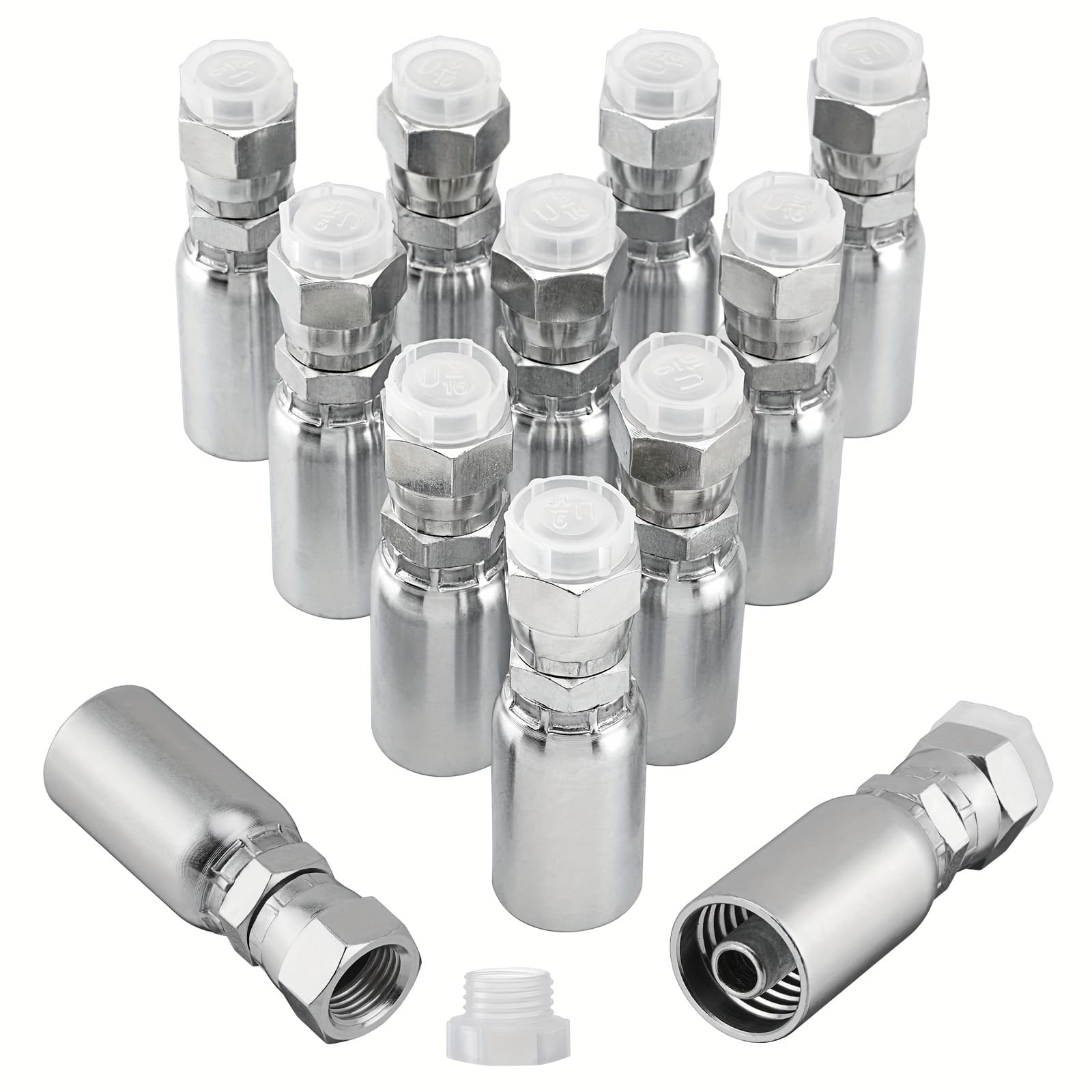 TEMU 12pcs Hydraulic Hose End Fittings: 1/4" I.d. X 1/4" Jic 37 Female Swivel Crimp Fittings With Protection Cover
