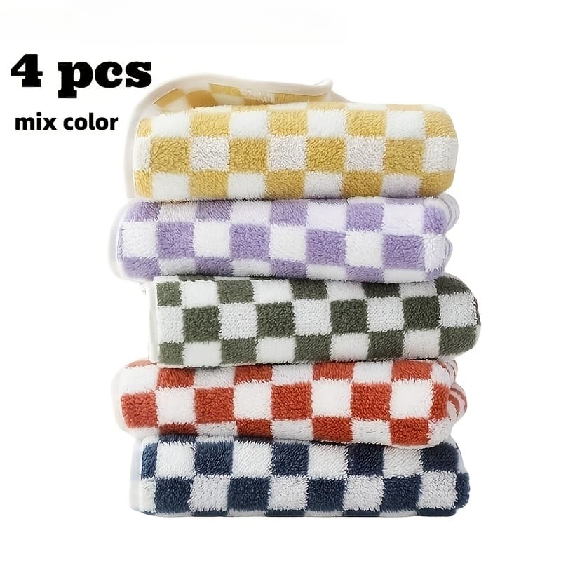 TEMU 4pcs Towel Set, Soft Towels, Good Absorbency, Suitable For Spa Bath Gym Kitchen, Towel Set Plaid, Random