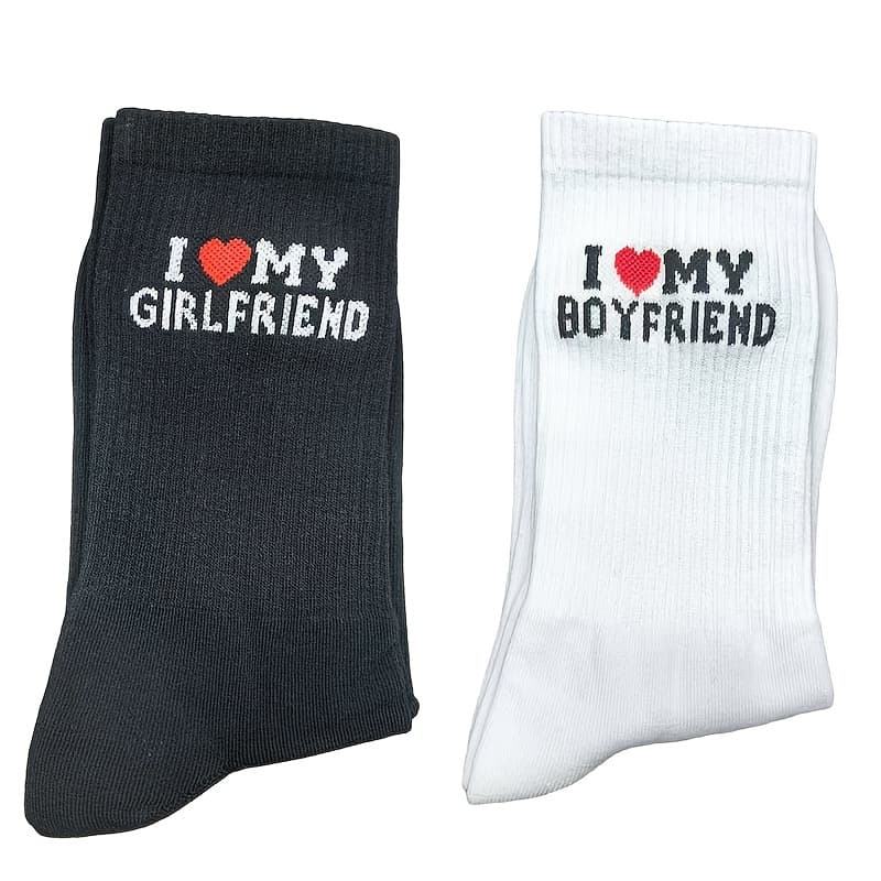 TEMU Of Valentine's Day Love Letter Socks, Polyester And , Fabric, Breathable And Comfortable, Machine Wash, Boyfriend And Girlfriend