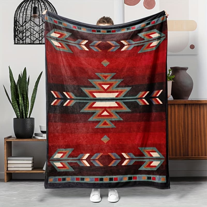TEMU 1pc Bohemian Pattern Flannel Blanket, Gift Blanket For , Nap Blanket, Throw Blanket, Blanket For Sofa, Camping, And Travel