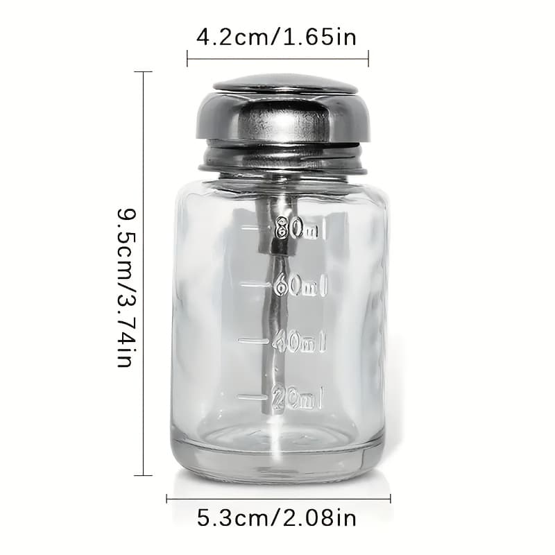 TEMU Thickened Glass Bottle Dispenser, Transparent Refillable Bottle, Durable Pump Head, Easy To Clean, Suitable For Nail Art, Makeup, Salon Or Use