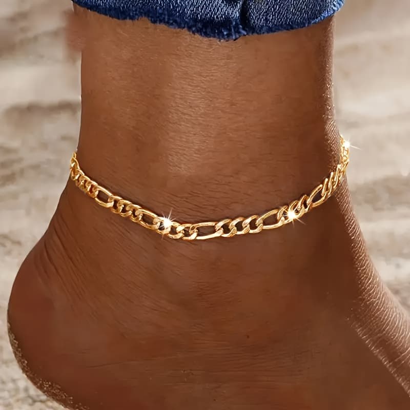 TEMU 1pc Of Fashionable Chain Anklet, Elegant And Luxurious Trendy Design, Beach Women's Anklet