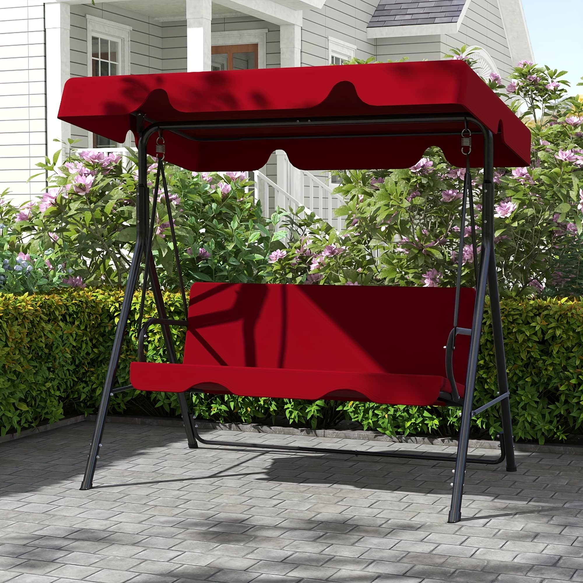 TEMU Outdoor Swing Glider For Adults With A Canopy, Featuring An Adjustable Bracket And A , Rust And Suitable For Gardens, Backyards, Patios, Or