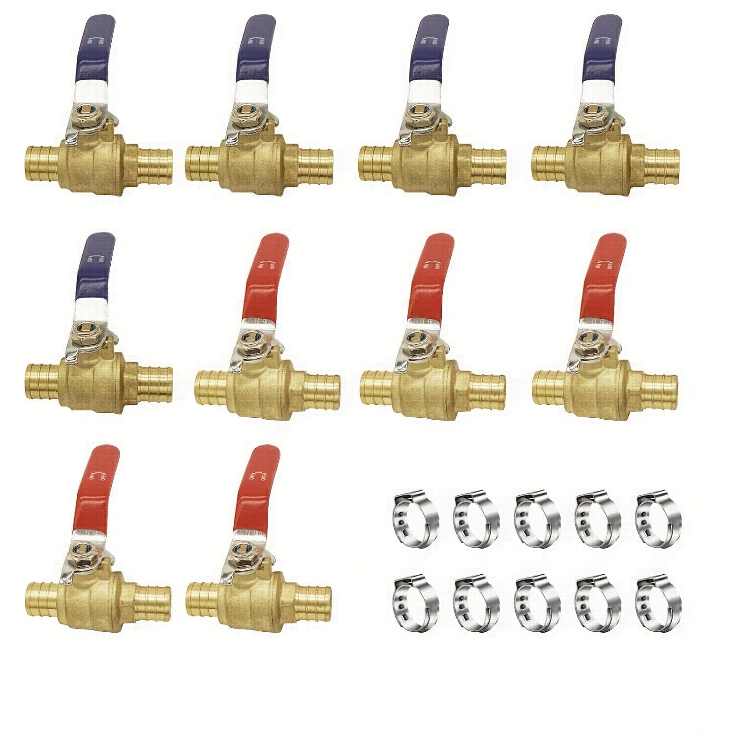 TEMU (set Of 10) Cartoty 1/2 Inch Pex Crimp Full Port Shut-off Ball Valve For Hot And Cold Water