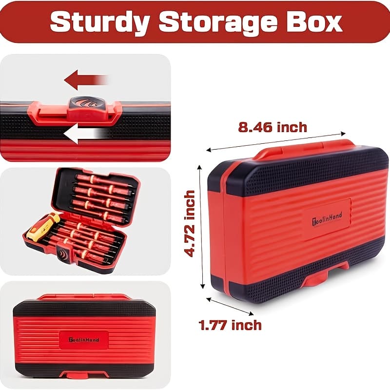 TEMU Professional Insulation Electrician Screwdriver Set, Magnetic Tip Power Tool, Suitable For Electricians, Slotting, Cross, Grid, And Heart-shaped Integrated Industrial And Kits