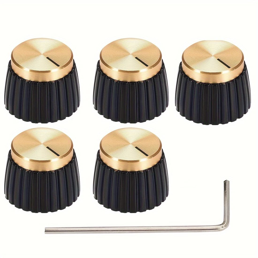TEMU Daiertek 6.35mm Solid Knob Set For Electric Guitars - 5 Knobs With Wrench Included