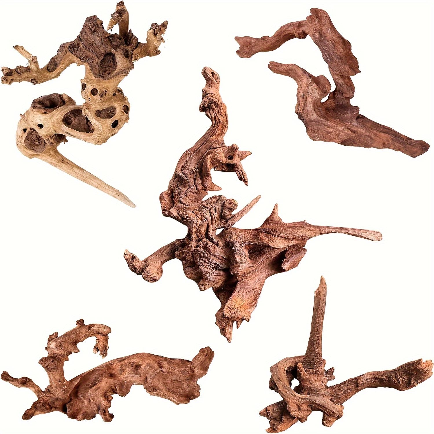 TEMU Natural Small Driftwood For Aquarium Decor Reptile Decor, Assorted Driftwood Branch 4-8" 5pcs, Fish Tank Decoration