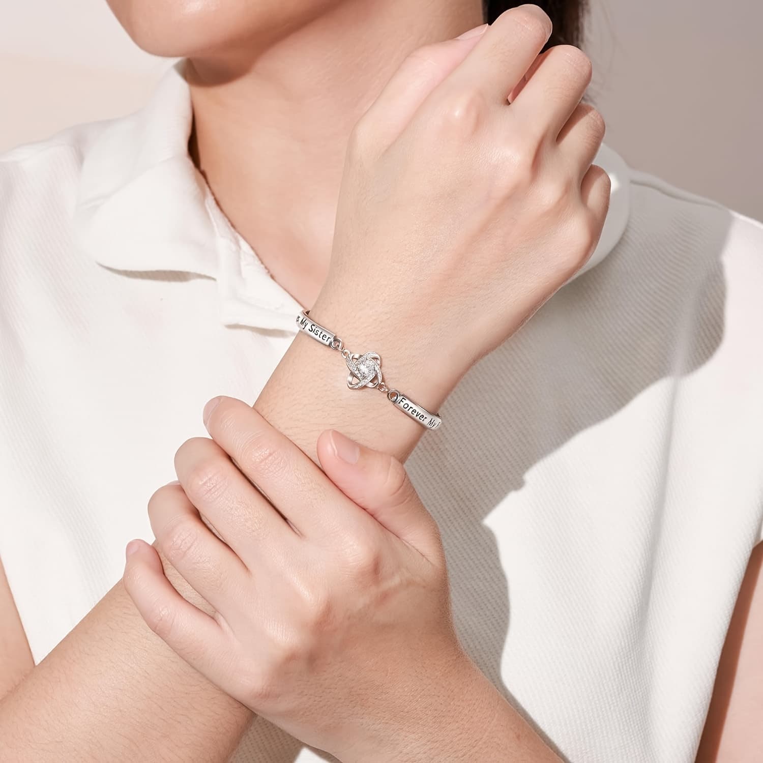 TEMU Fashionable And Exquisite, High-grade 925 Silvery Bracelet, Suitable For My Sister And Mother, Anniversary Christmas Thanksgiving Valentine's Day Birthday Gift To Her
