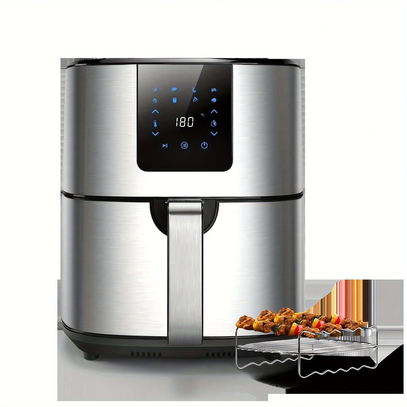TEMU Kitcook Large Air Fryer, 1500w 7qt Airfryer Cooker, Adjustable Temperature 100-, 8 Menu, Screen, Nonstick Basket, Hot Frying Pot Stainless Steel Air Fryers(recipes/skewers Included)