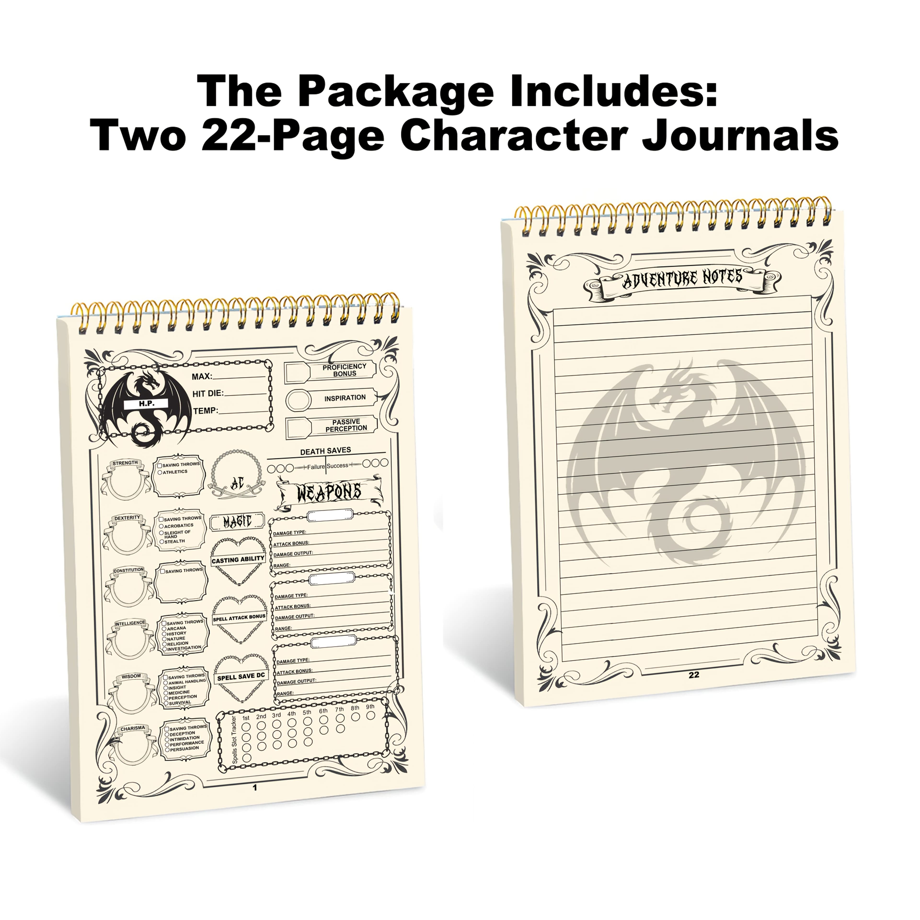 TEMU Flash Cards, Learning & Education: -page Character Journals, 2-pack Notepad With Character Sheets And Log, For Role Playing Games, A5