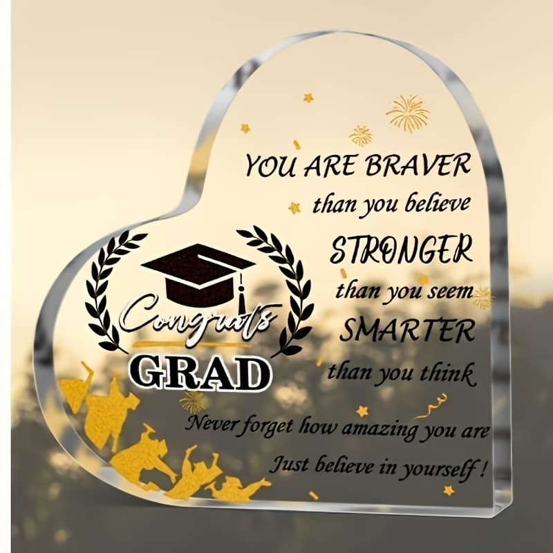 TEMU 2d Flat, 1pc -shaped Graduation Gift Suitable For Boys - Acrylic High School Keepsake With Encouraging Message, Tabletop Decoration For Desk Display, Graduation Token For & Academic Present