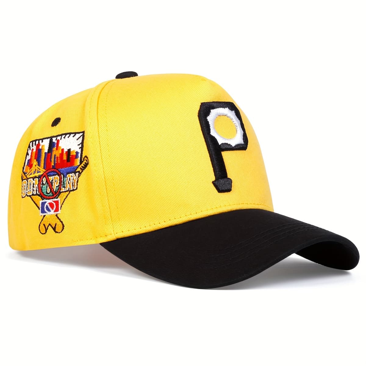TEMU 's P-letter Five-panel Baseball , Perfect For Summer, Featuring A For Truck Drivers. Adjustable, Offers, And Is Ideal For Casual During Spring And Autumn, For Beach Vacations