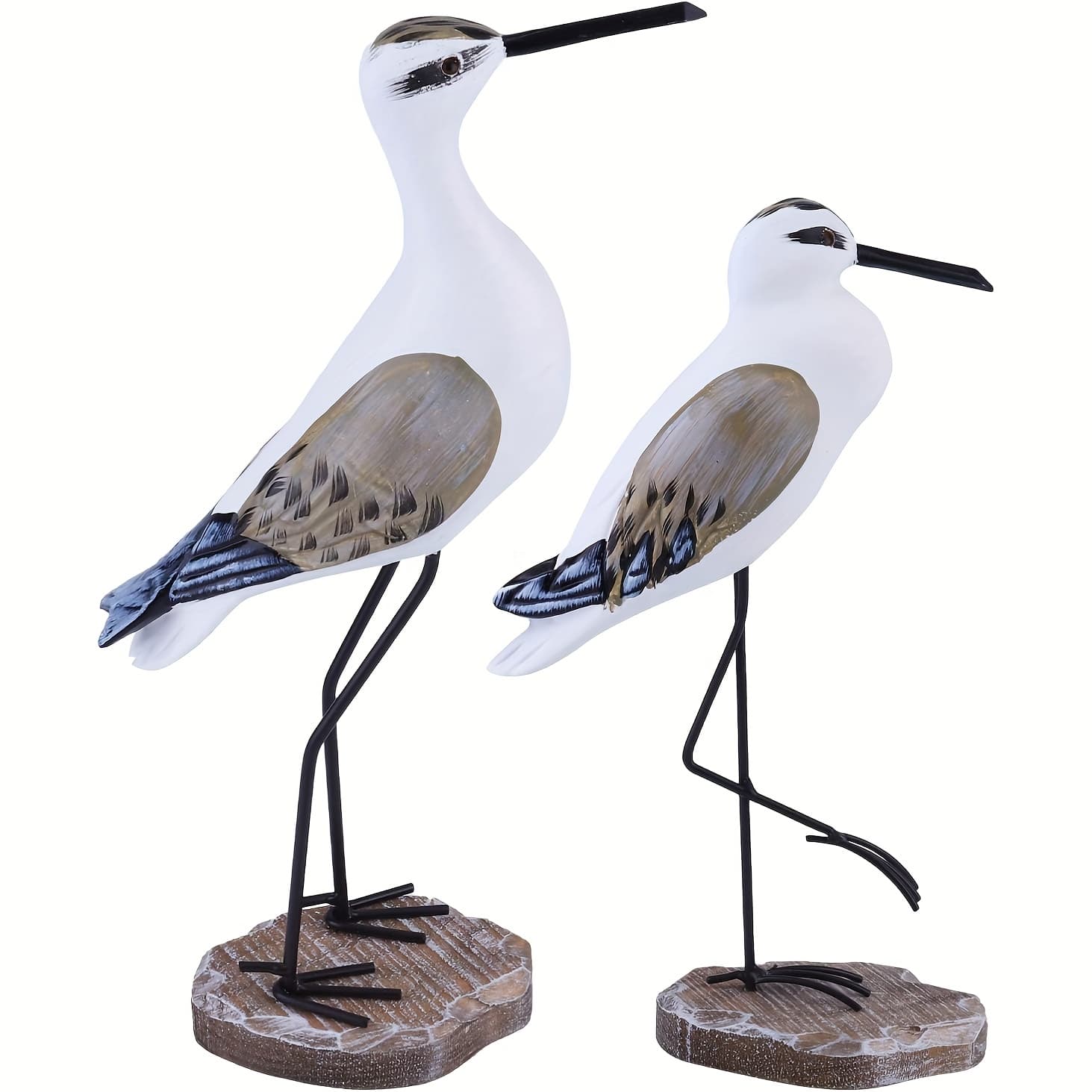 TEMU Set Of 2 Wooden Seagull Statues - 8.6/7.6 Inches, Classic Handcrafted Design, Sturdy Base, Mediterranean Maritime Decoration For Home, Balcony, Or Office, Natural Look Gift