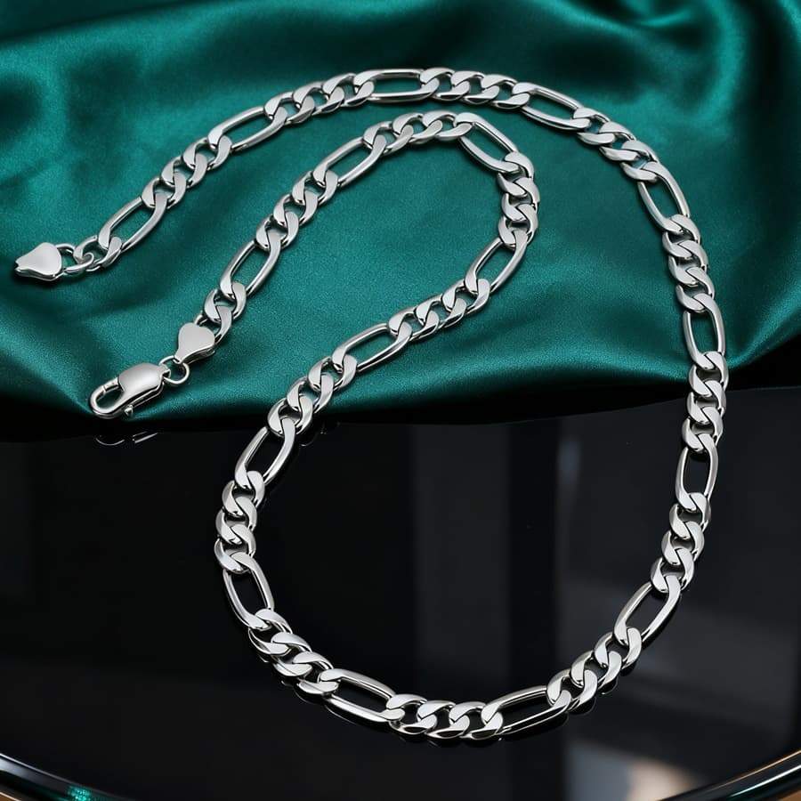 TEMU Elegant 925 Sterling Silvery Link Chain Necklace - Nickel & , Ideal For Casual Attire & Special Occasions