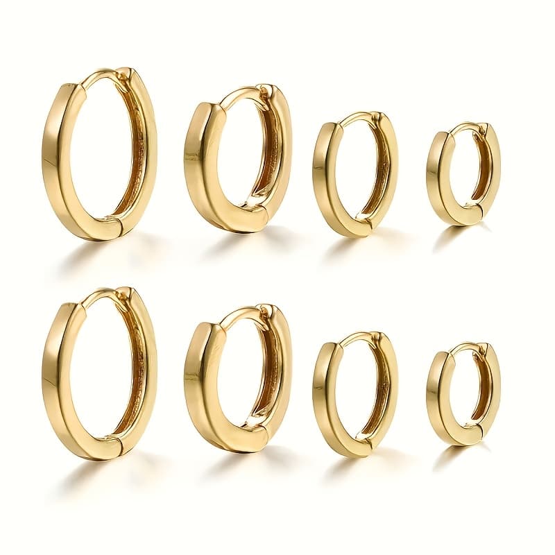 TEMU 8pcs Elegant Minimalist Style Hoop Earrings Set, Women's Summer Daily Wear Seaside Beach Party Vacation Dating, Gifts