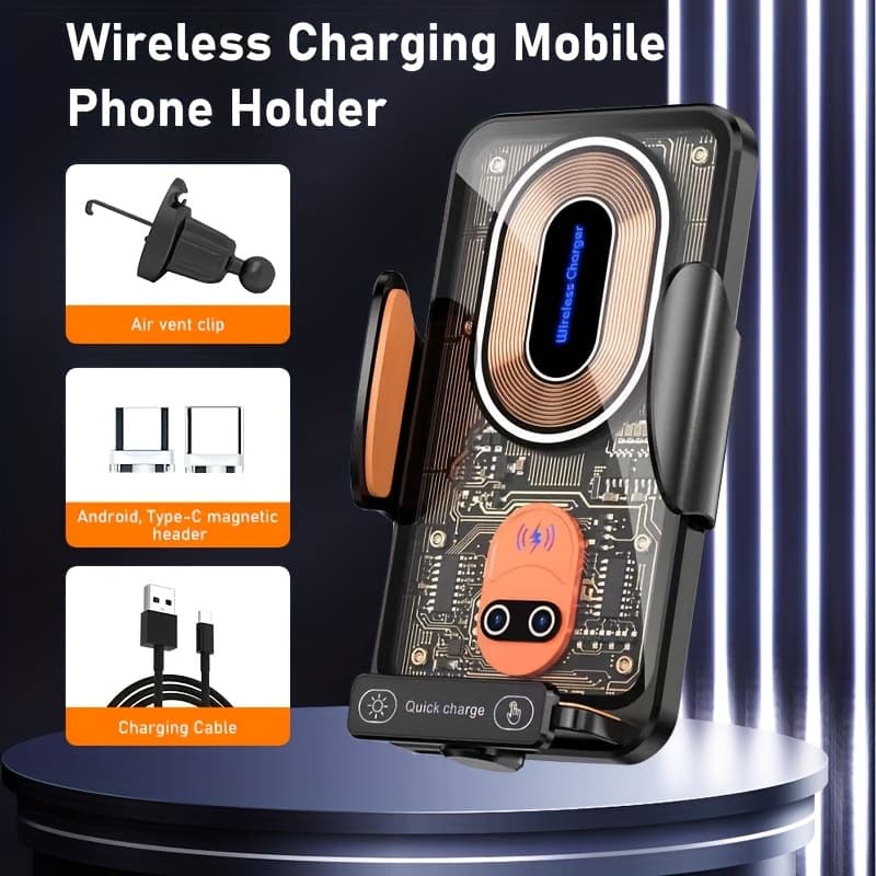 TEMU Wireless Car Charger, 15w Fast Charging Automatic Clamping Cell Phone Holder, Vent Mount For All Cell Phones
