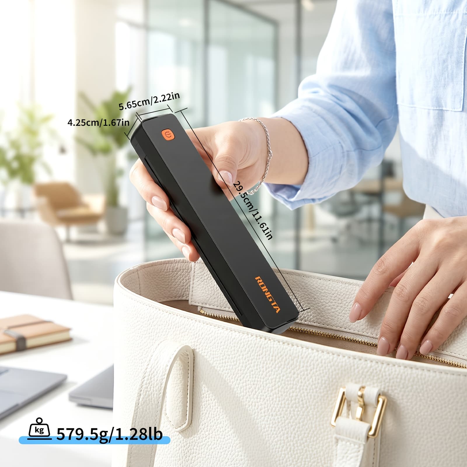 TEMU Rongta F11a/b Ultra-compact Portable Printer For Travel And Business - Inkless Printing Technology, Supports A4 And 8.5x11 Inch Letter Size Thermal Paper, Works Seamlessly With Laptop, Phone, And