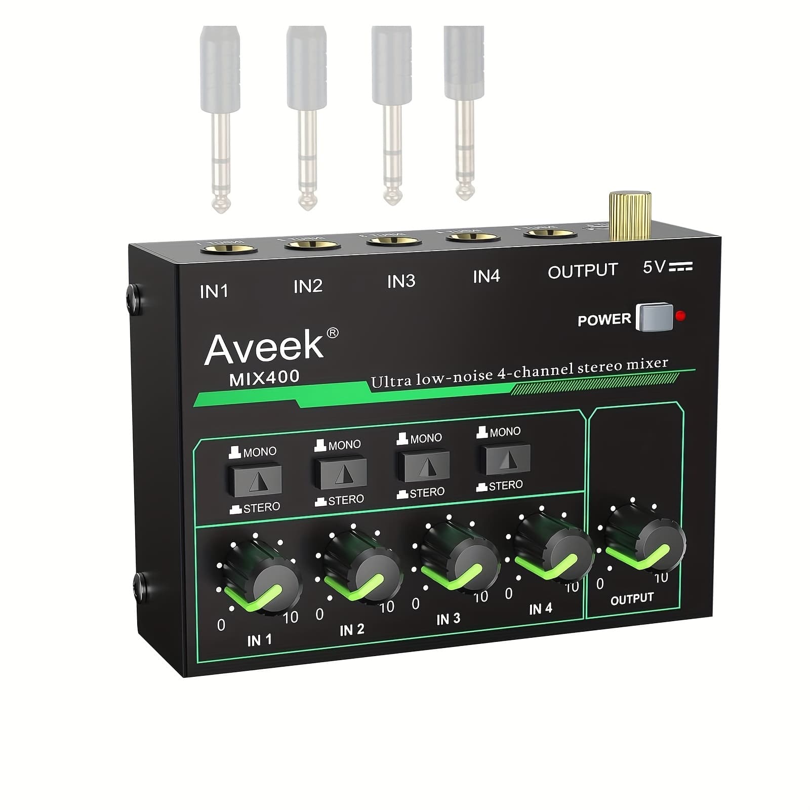 TEMU Aveek Mini Stereo Audio Mixer, Precision Sub-mixer, 5v, Stereo/mono Independent Control, 1/4 "trs Input/output, Ideal For Mics/guitar//stage