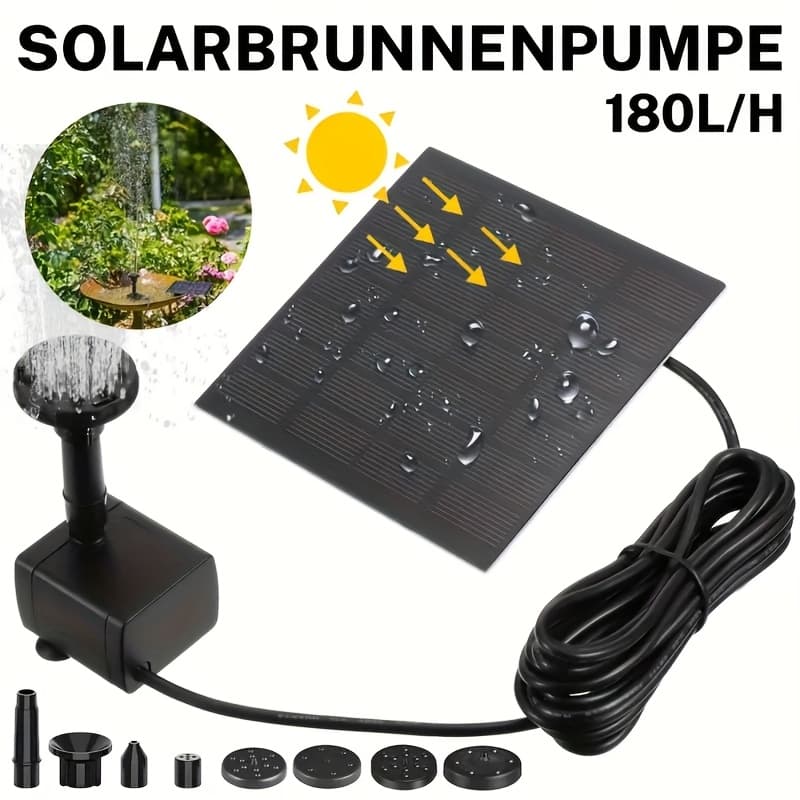 TEMU Aisitin 1.5w Solar Fountain Bird Bathing Fountain Bird Feeding Appliance With 8 Nozzles Split Type Diy Suitable For Garden, Pool, Courtyard Decoration