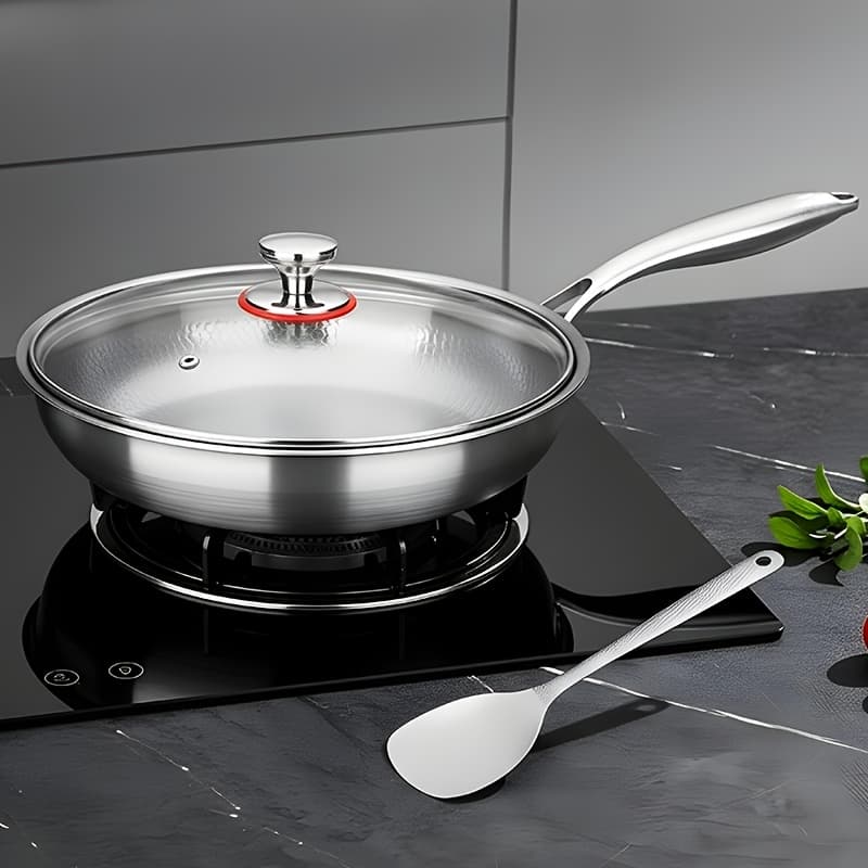 TEMU Titanium Frying Pan With Lid, With Spatula Titanium Frying Pan (12.6 Inches) - Durable, Scratch-resistant, , Suitable For All Stoves, For Cooking.