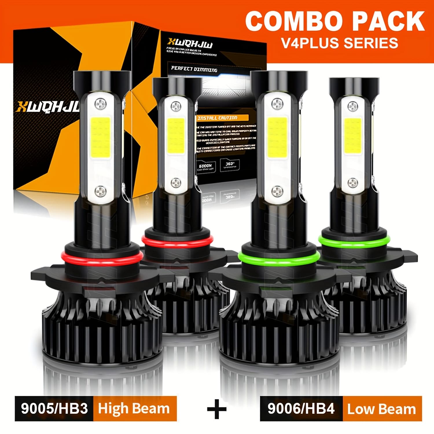 TEMU 4 Packs 9005/hb3 9006/hb4 Bulbs Combo, 35w, 5500lm Cool White Fog Light Bulbs, Plug And Play