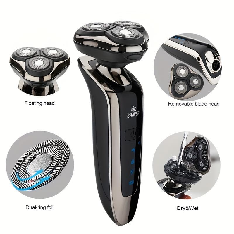 TEMU Electric Razor For Men, Rechargeable 3d Rotary Shaver, Electric Shaving Machine, Beard Trimmer, Nose Hair Trimmer, Facial Cleaning Brush, Perfect Father's Day Gift , Husband, Boyfriend