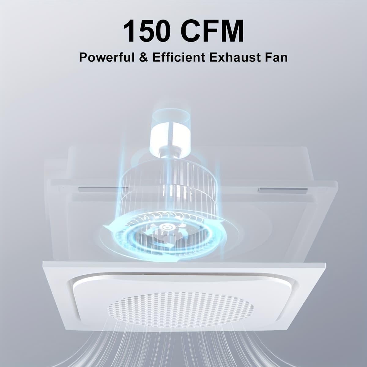 TEMU Exhaust Fan For The Bathroom Featuring A Light, 150 Cfm Airflow, 1.0 Noise Level, With A 40w Led Night Light, In