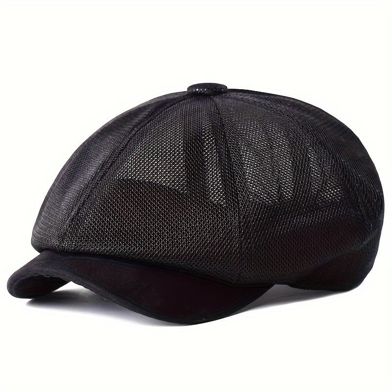 TEMU Mesh Breathable Newsboy Caps Summer Casual Outdoor Retro Beret Hats Octagonal Hat Fashion Solid Flat Caps
