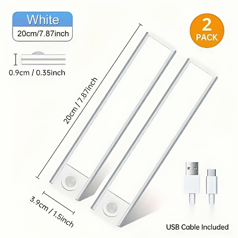 TEMU 2pack Wireless Rechargeable Motion Sensor Cabinet Lights, 3 Color Temperature, Stick-on Magnetic Closet, Wardrobe,, Night Light For Kitchen, Stairs