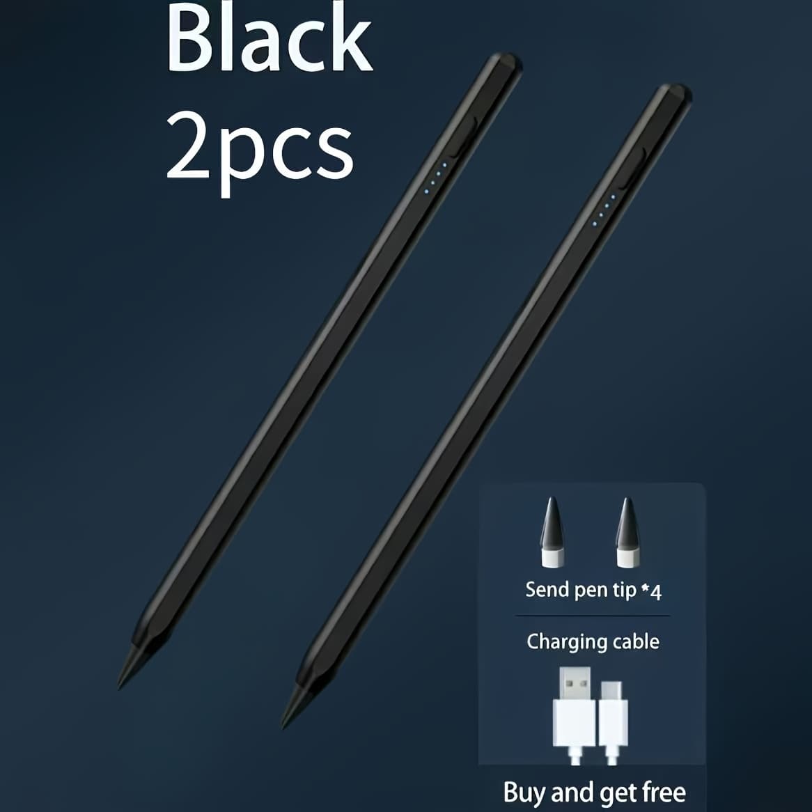 TEMU Stylus Pen For Ipad And Tablets (with Palm And Tilt Sensor) - Usb-c Input, Pencil Compatible With For Ipad 6/7/8/9/10, Pro 12.9/11"/m4, Air 3/4/5/6, Mini 5/6 (white/black), Works With Tablets