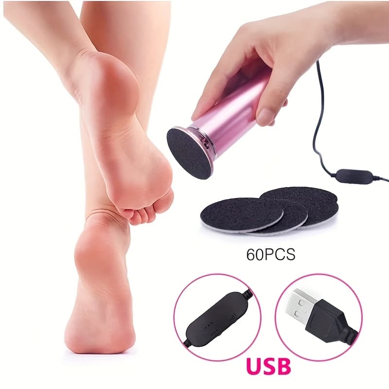 TEMU 60pcs Electric Foot Care Device | Adjustable Speed, Usb Powered, Sandpaper Replaceable, Metal, Designed For Men And Women, Barefoot Walkers, Removes Dead Skin, Valentine's Day Gift - Banbers
