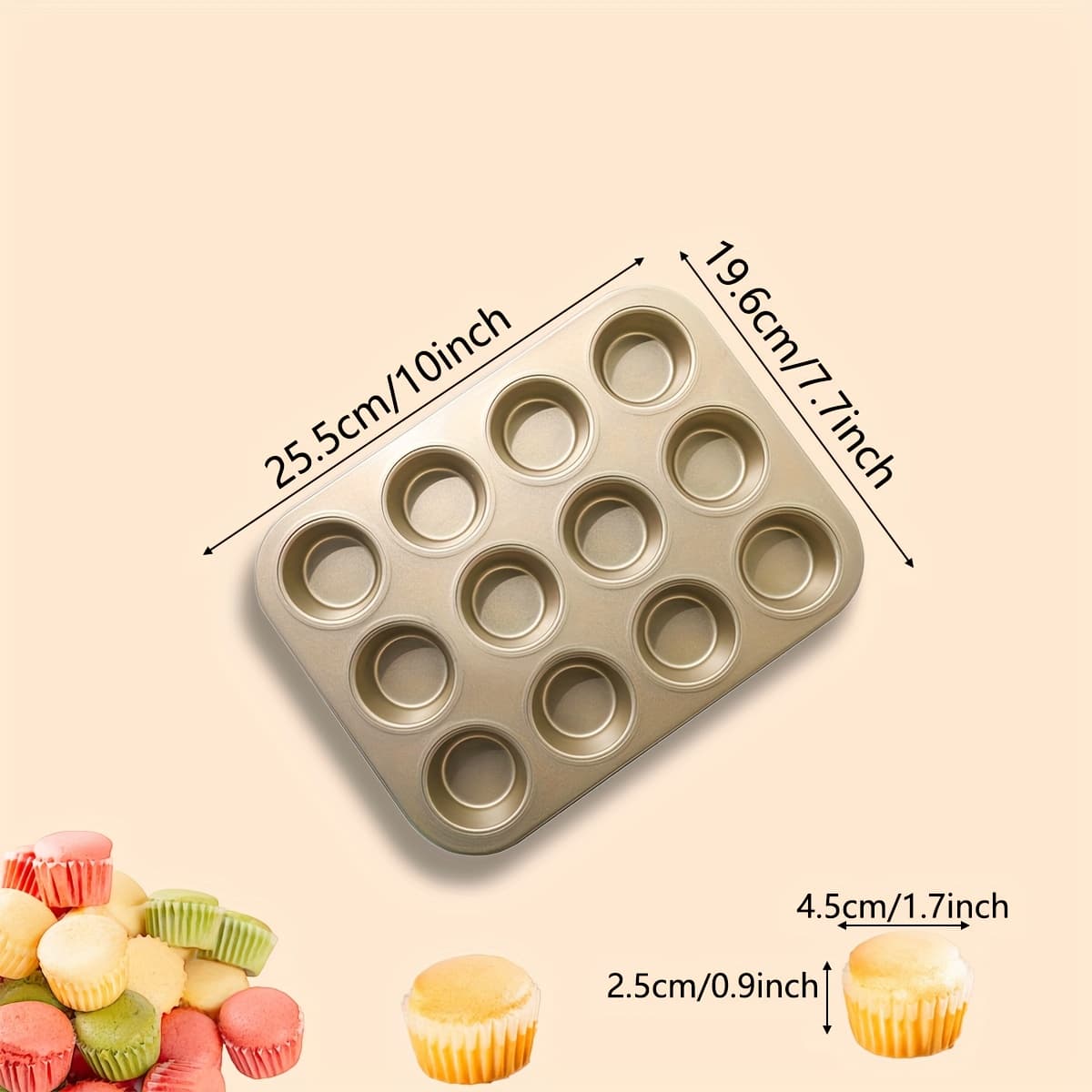 TEMU 12-cavity Mini Cupcake Mold, Muffin Pan, Mini Cake Mold, Muffin Baking Tray, Cupcake And Mold, Home Baking Tools