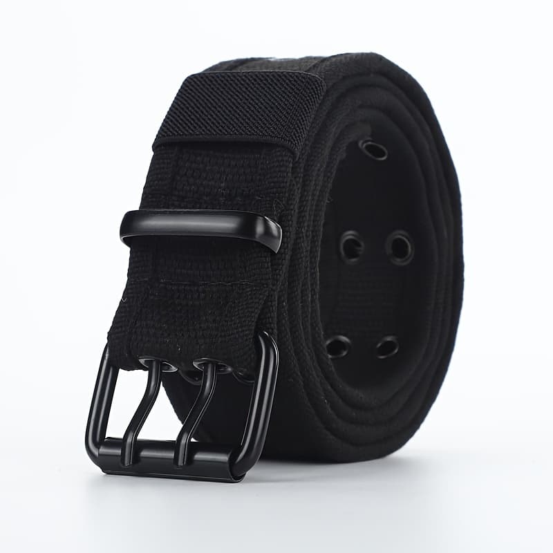 TEMU Unisex Canvas Belt With Full-perforated Pin , Workwear Style, Durable Student Belt, Trendy