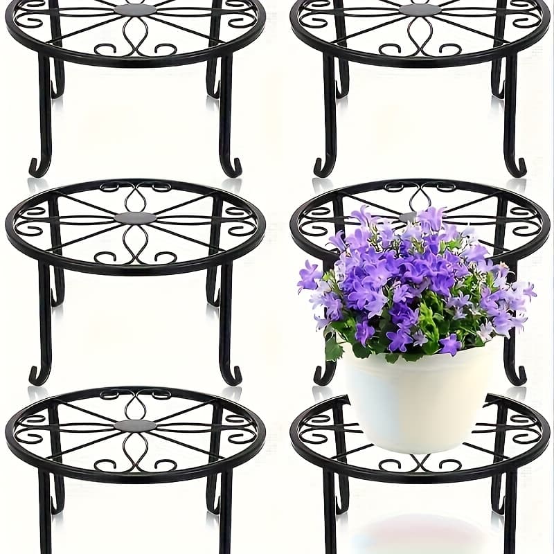 TEMU Set Of 6 Metal Plant Stands, Sturdy Cast Iron Holders For Pots, Supports For Planters, Round Rust-resistant Iron Flower Pot Racks Suitable For Indoor And Outdoor Use