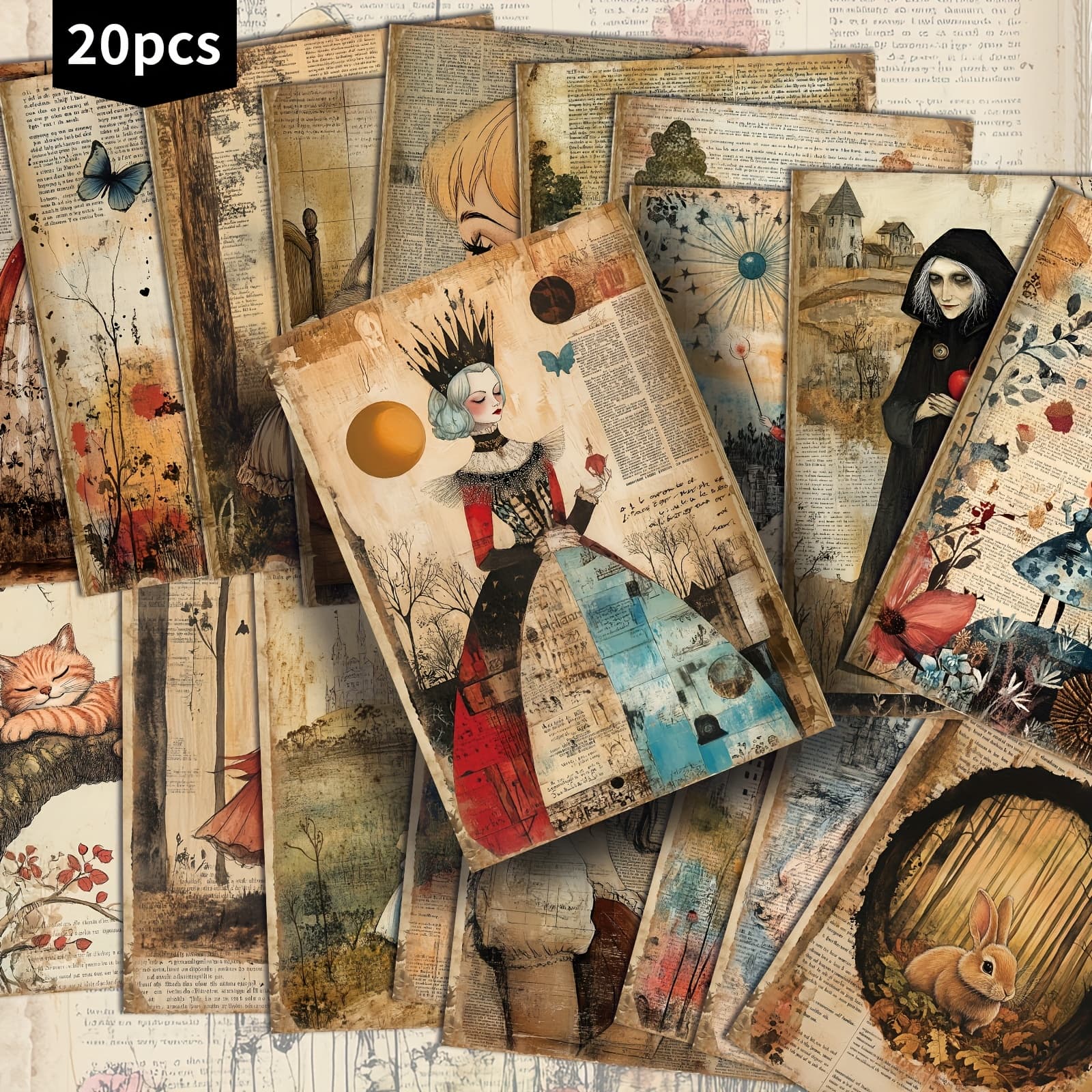 TEMU Set Of 20 Vintage Fairy Tale Postcards Measuring 4x6 Inches, Featuring Mermaids For Junk Journals, Classic Pinup Art, And Collectible Decorative Cards Suitable For Scrapbooking And Crafting
