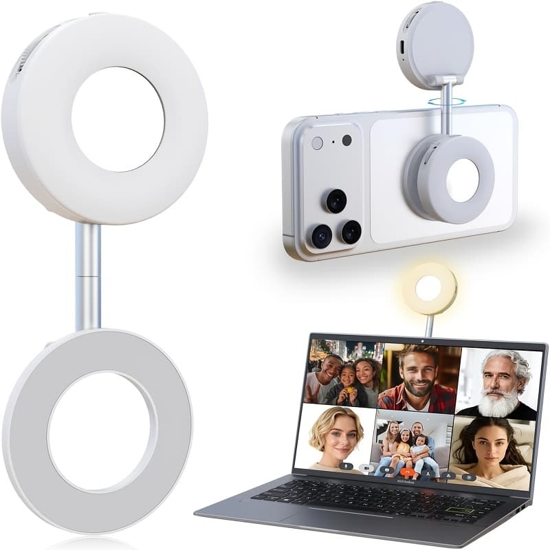 TEMU Magnetic Selfie Light, Iphone Magsafe-compatible Phone Light. 360° Led Selfie Ring Fill Light With Foldable Stand And Mirror, Suitable For Selfies/photography/tiktok/