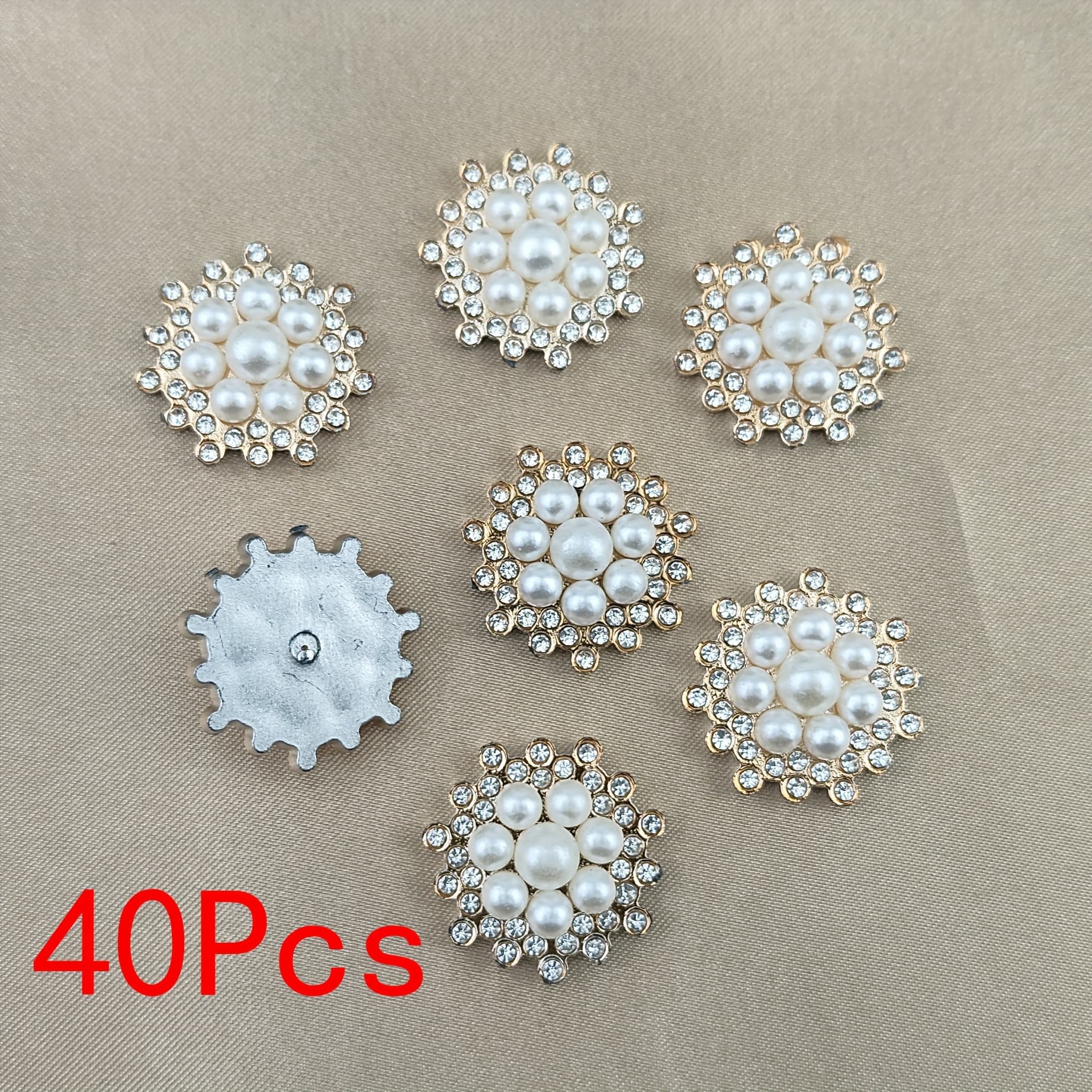 TEMU 40pcs Acrylic Pearl Decoration, Fashionable Artificial Patches Suitable For Diy Bow Headwear And Clothing Accessories