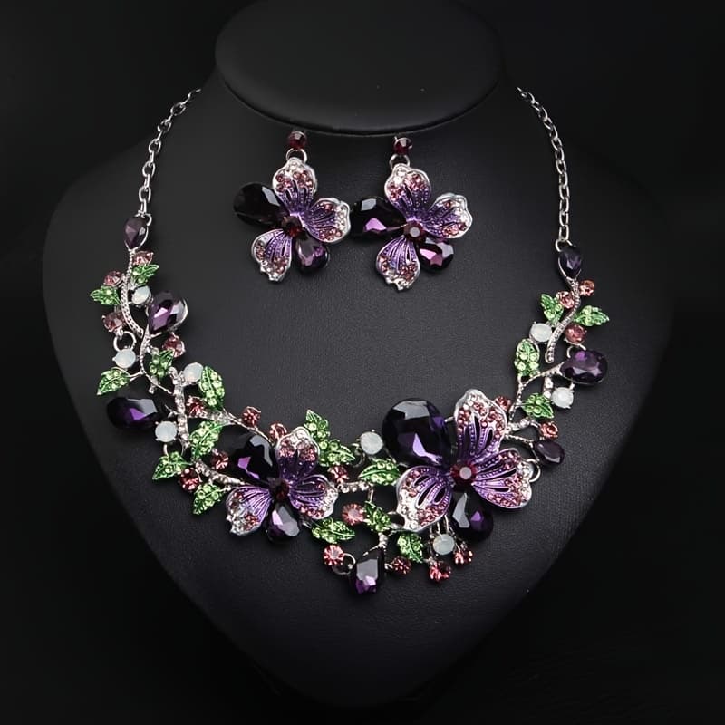 TEMU 3pcs / Purple Necklace/ Earrings Set, High Quality Women's Rings - Local Warehouse Women's Jewellery - Bridal Wedding Wear Party Wedding Proposal Accessories