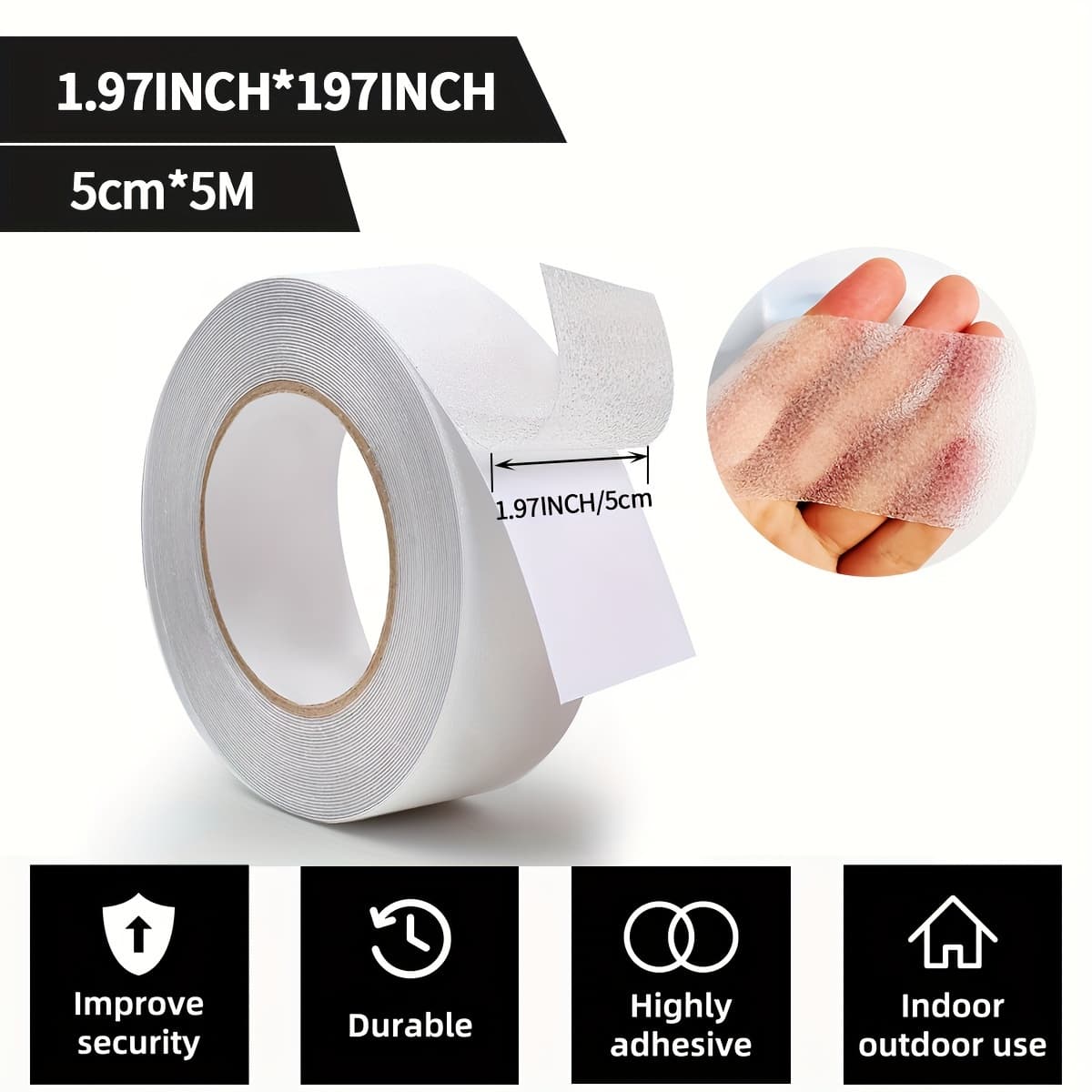 TEMU 1 Roll Of Thickened Anti-slip Tape Designed For Traction, Ideal For Use On Bathtubs, Boats, And Stairs. It Provides A Soft And Comfortable Feel For , Is, And Used On Soft Floors. In Transparent