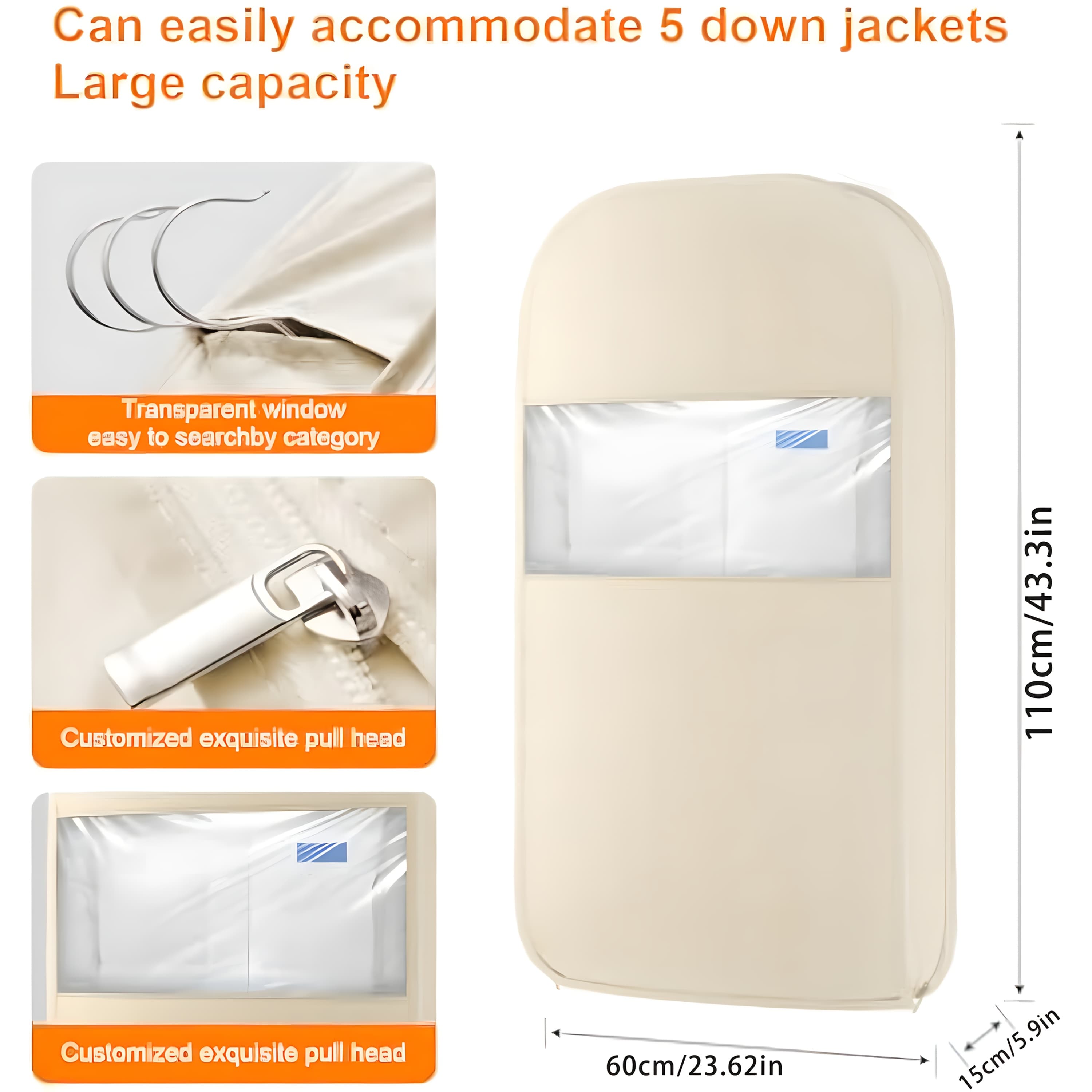 TEMU Space Saving Hanging Garment Bag With Self Compression Zipper, Thick Dustproof Garment Bags For Hanging Clothes, Space Saving Garment Bags With Compression Zip Technology