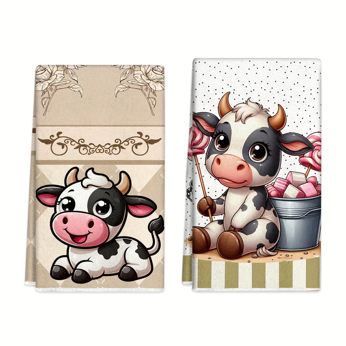 TEMU Cute , 2pcs, Hand Towel, Kitchen Decorative Dish Towels, Scouring Pads, Absorbent Cloth Tea Towels, Suitable For Cooking, Baking, Housewarming Gifts, Cleaning Supplies, Bathroom Supplies